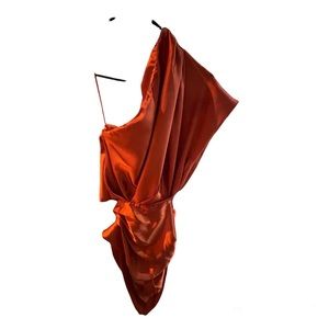 ASOS drape asymmetric dress - beautiful burnt orange color